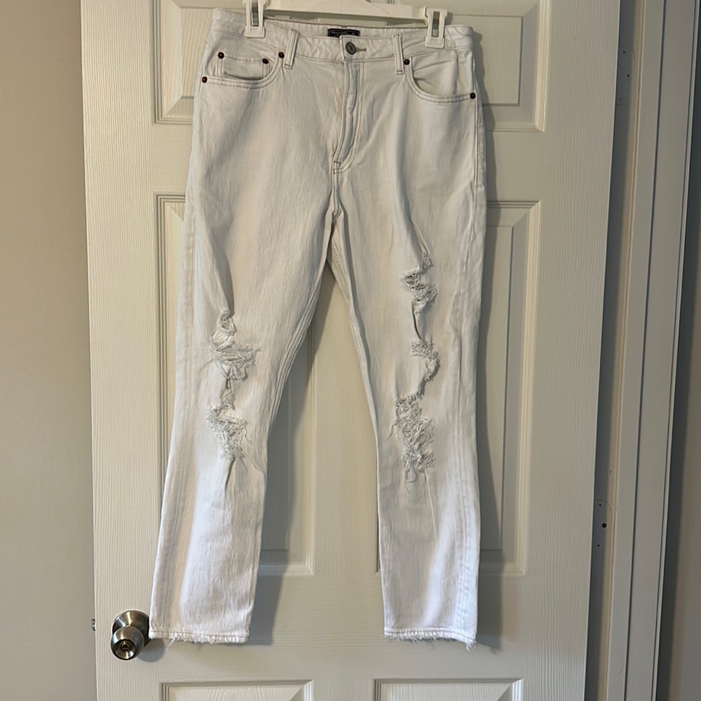 Abercrombie & Fitch Simone High Rise Slim White Jeans